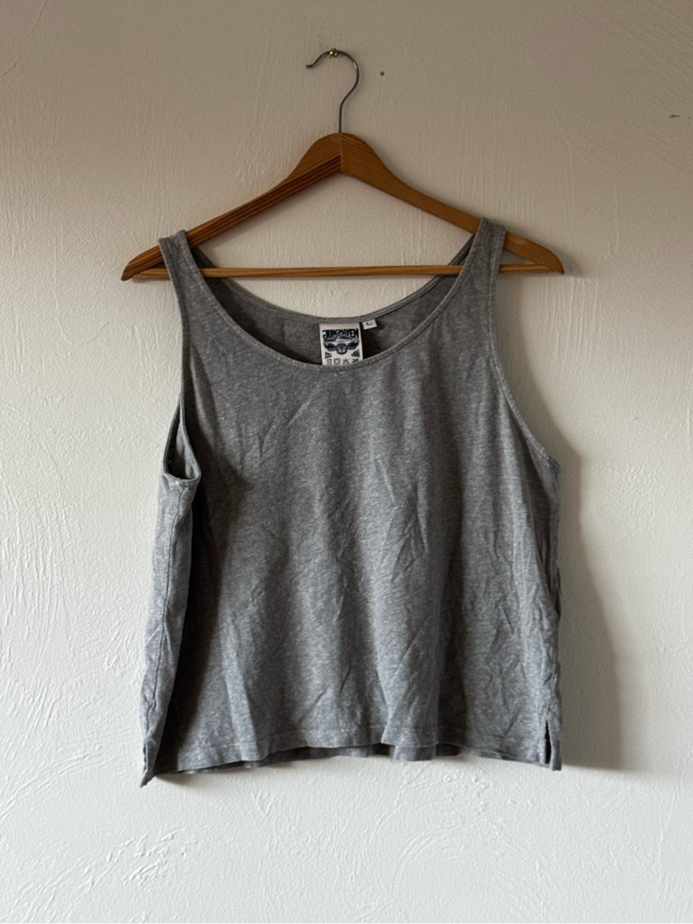 Jungmaven Heather Cropped Hemp Gray Scoop Neck Tank